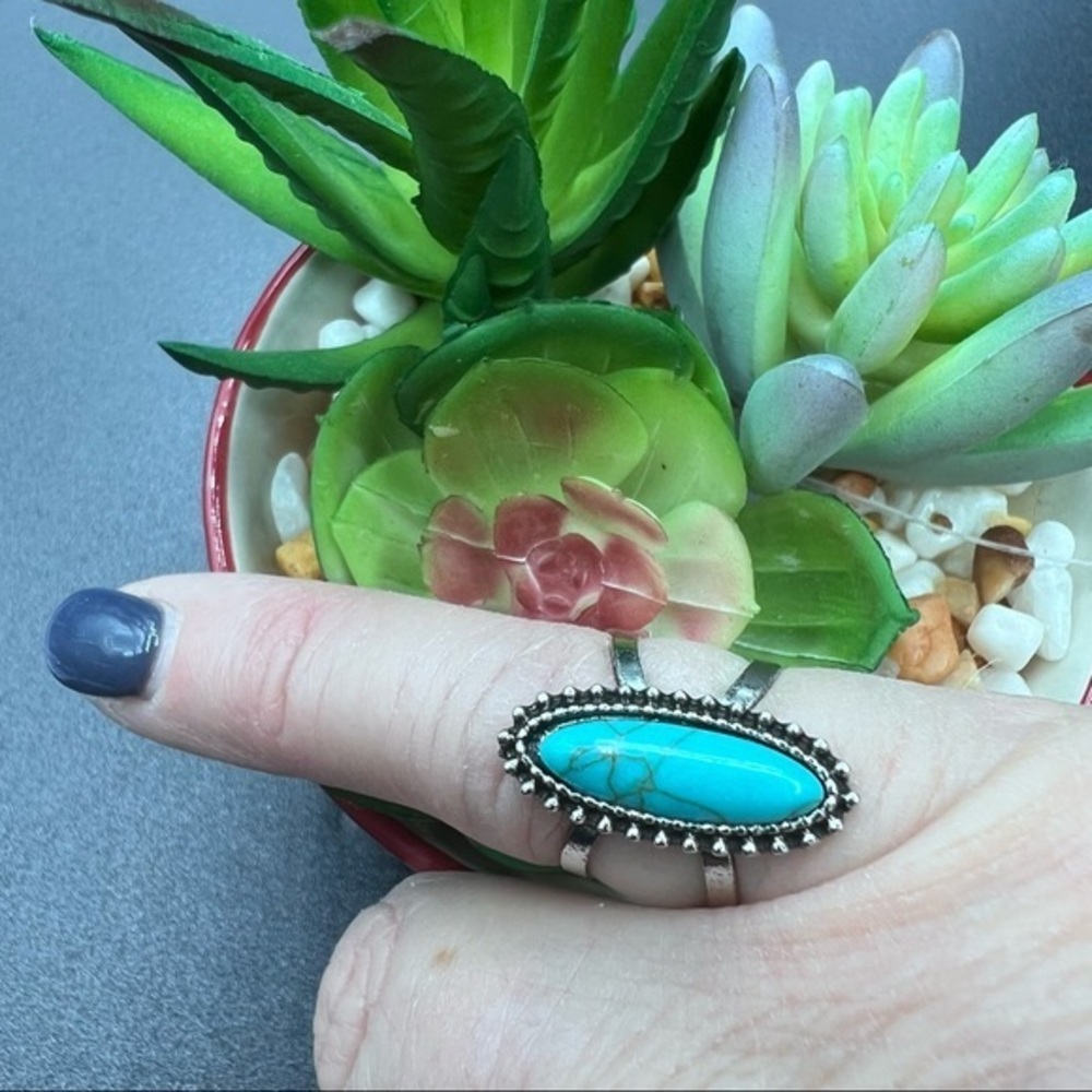 Boho turquoise ring - Picture 3 of 8